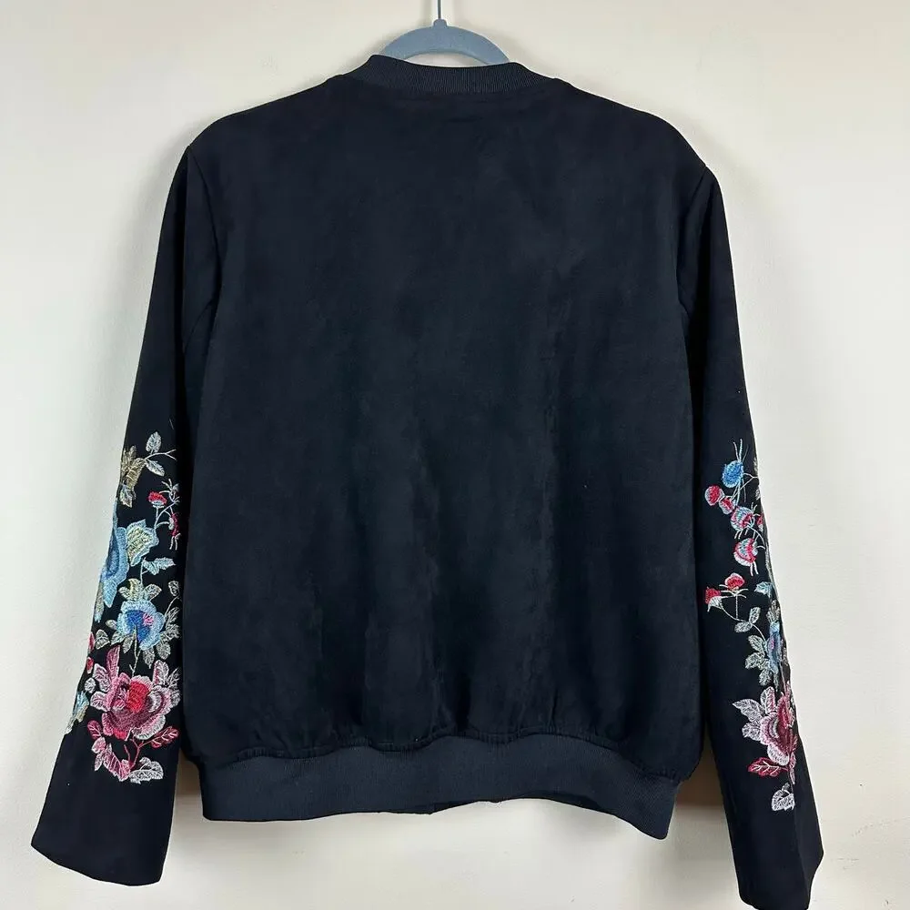Solitaire Velvet Embroidered Bomber Jacket XL Dark Academia Whimsigoth Twee Y2K